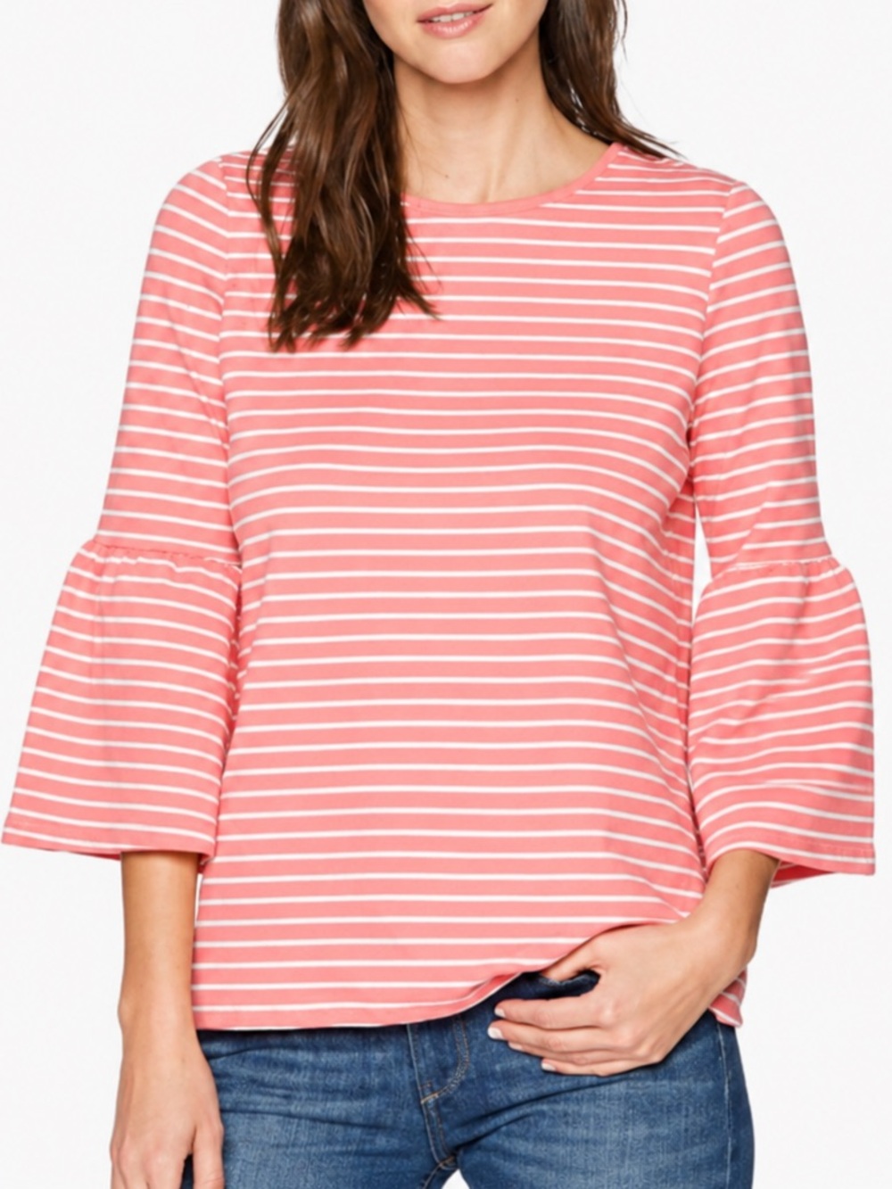 Kensie Stretchy Crepe Fluted Sleeve Top – Blush Sherbet | Size S | NWT